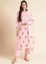 Cotton Silk Light Pink Eid Wear Embroidery Work Readymade Salwar Suit